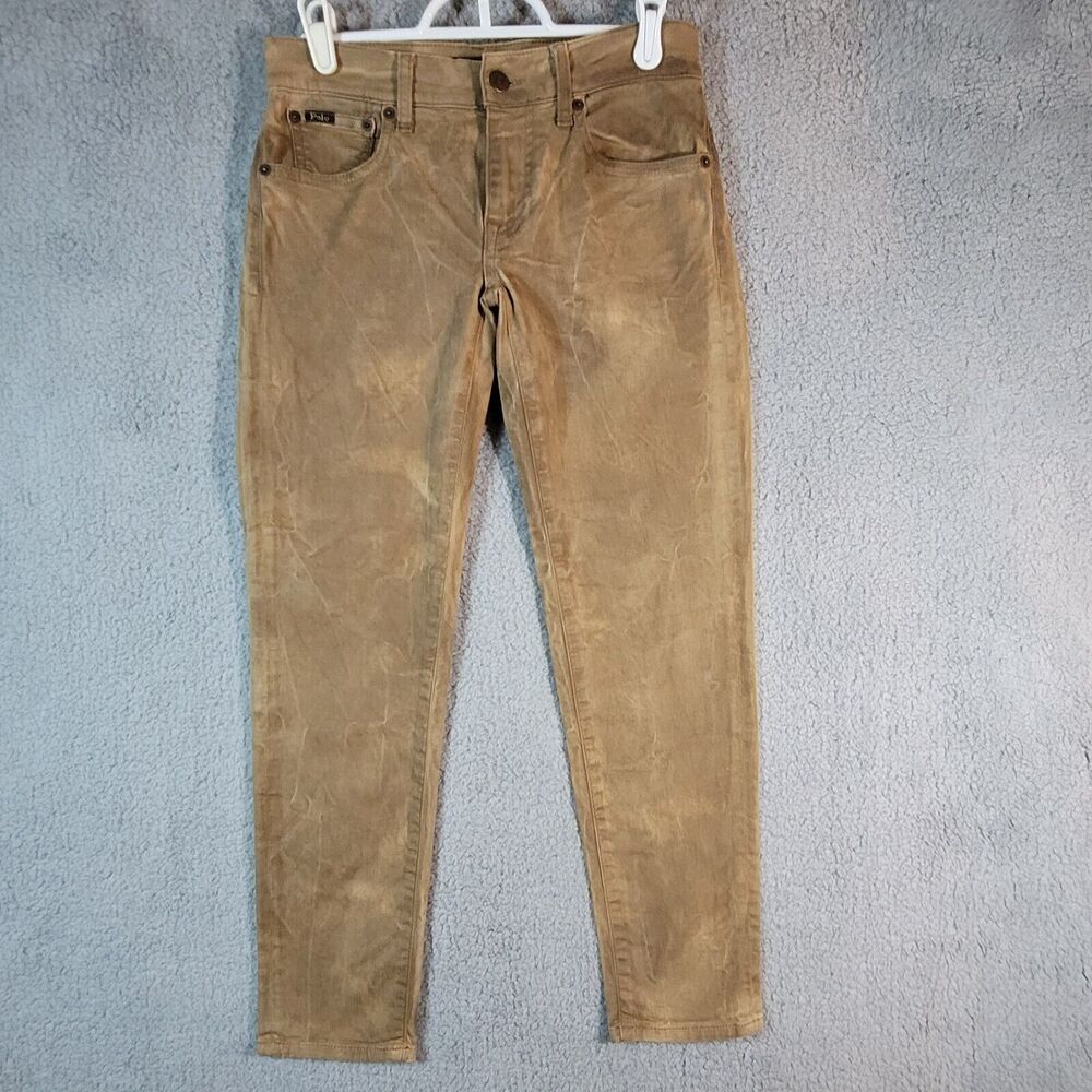 Polo Ralph Lauren Womens Tompkins Skinny Crop Jeans Brown SZ 25R Casual Workwear